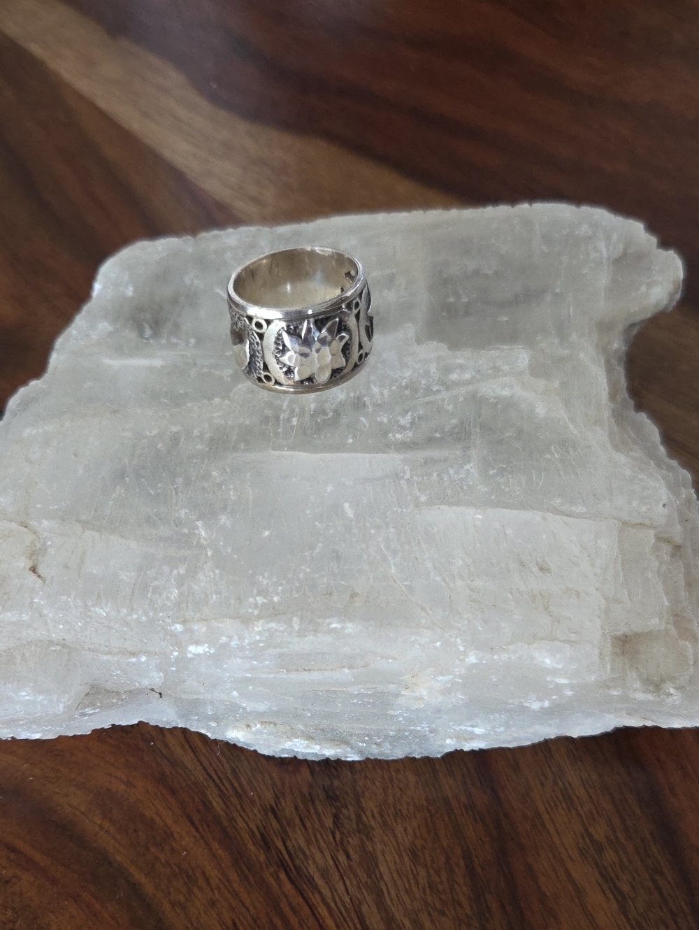 RARE SILPADA Sterling Silver Celestial Moon Star Sun Wide Band Ring sz 8 R1739